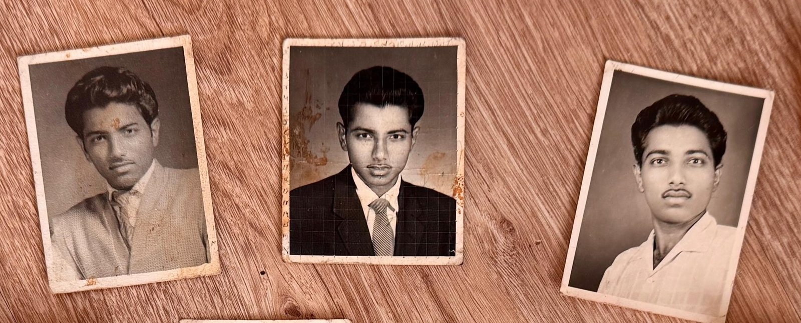 Dr N. D. Rathod in his youth, three portraits from different years of his early life. The young man who would become a Gandhian protege at the Sabarmati Ashram, first recipient of the Gaekwad Diamond Jubilee Scholarship, agricultural scientist and devoted follower of Dr Ambedkar's justice movement.